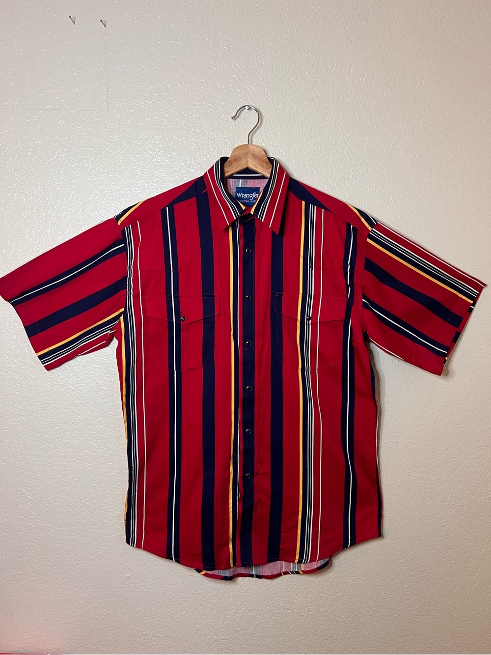Vintage Wrangler Western Black Pearl Snap Button Shirt Size Medium